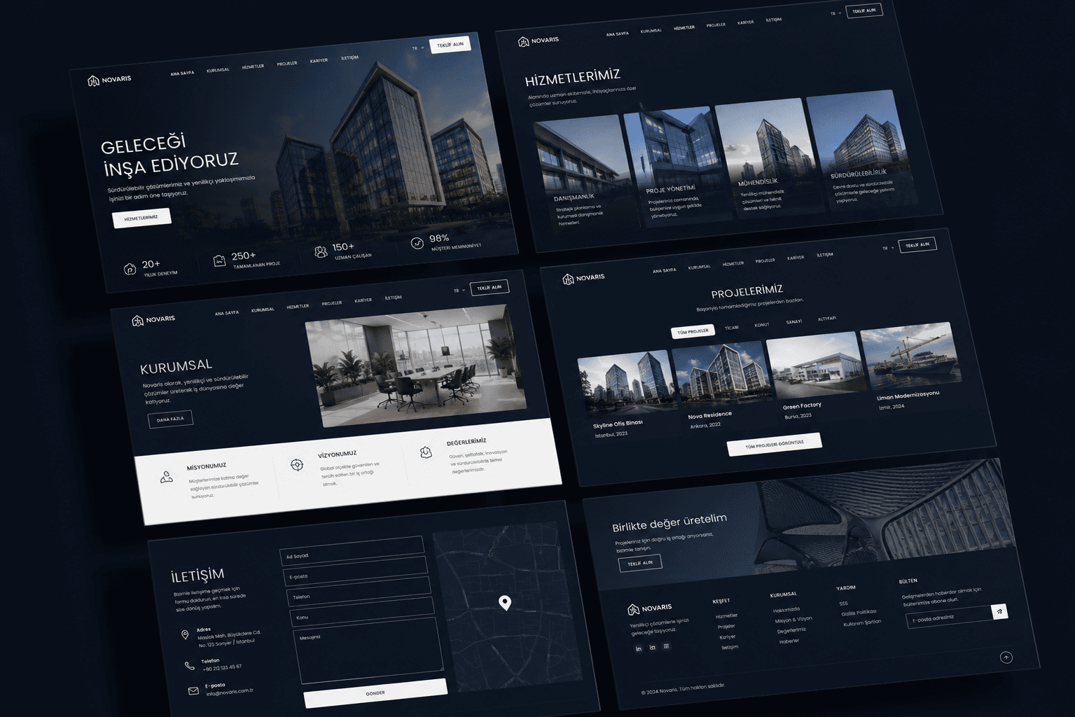 İnşaat & Yapı Web Sitesi — UI/UX tasarım mockup