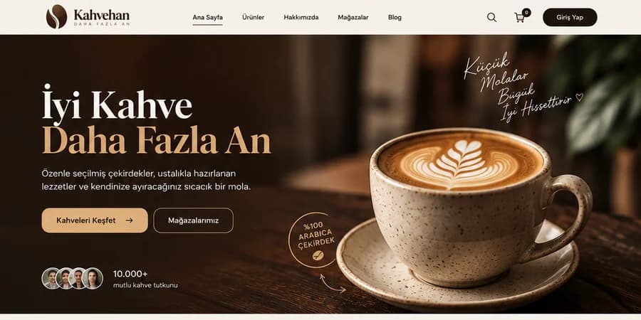 Kahvehan Kahve markası web sitesi şablonu önizlemesi