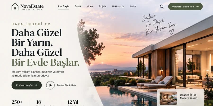 NovaEstate Emlak ve gayrimenkul web sitesi şablonu önizlemesi