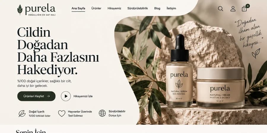 purela Doğal kozmetik web sitesi şablonu önizlemesi