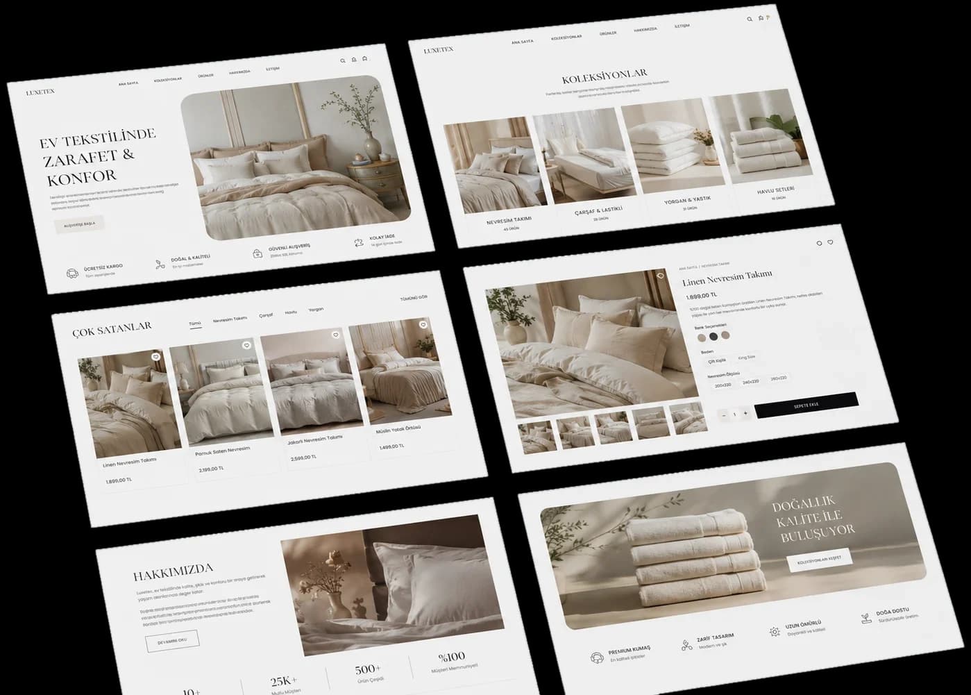 Ev tekstili markası web sitesi ana sayfa tasarımı