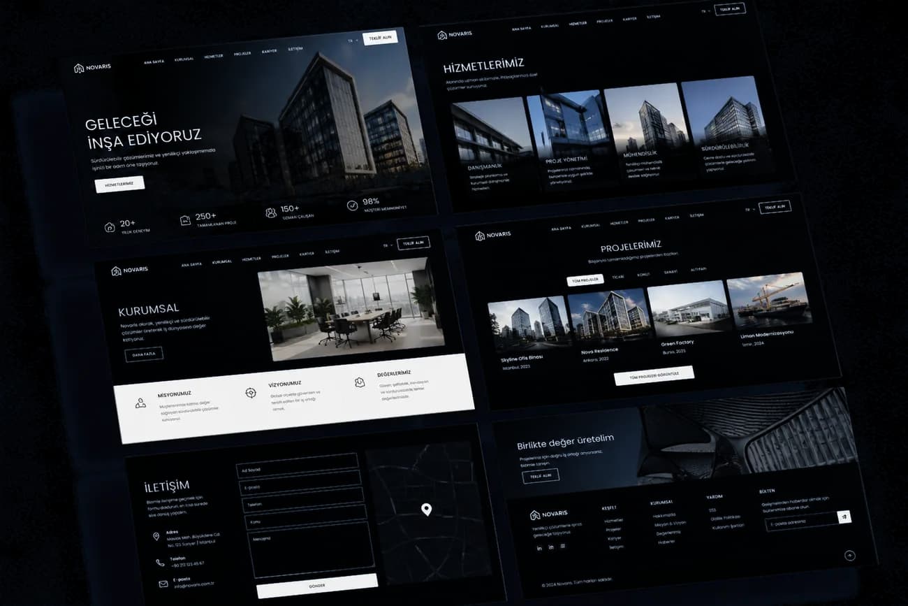 İnşaat ve yapı firması web sitesi ana sayfa tasarımı