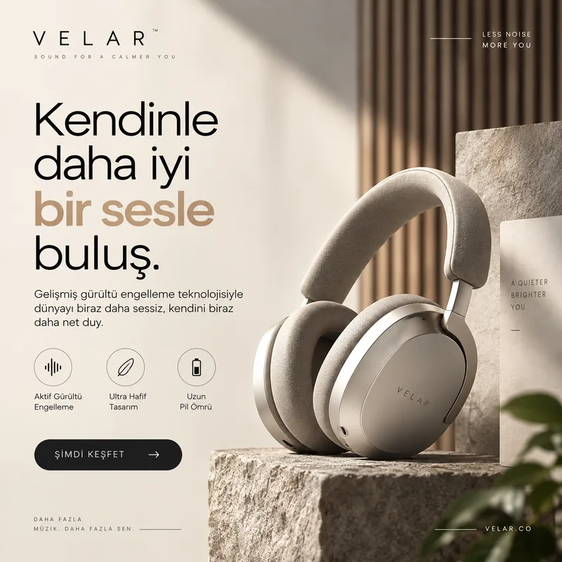Kulaklık markası için açık temalı örnek post şablonu