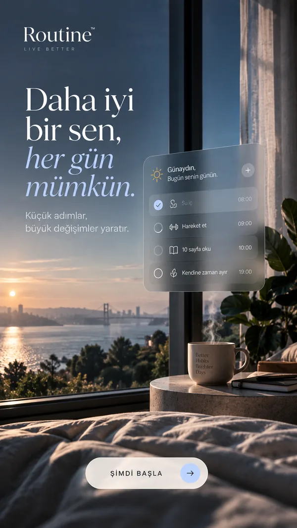 Günlük rutin uygulaması için örnek story şablonu
